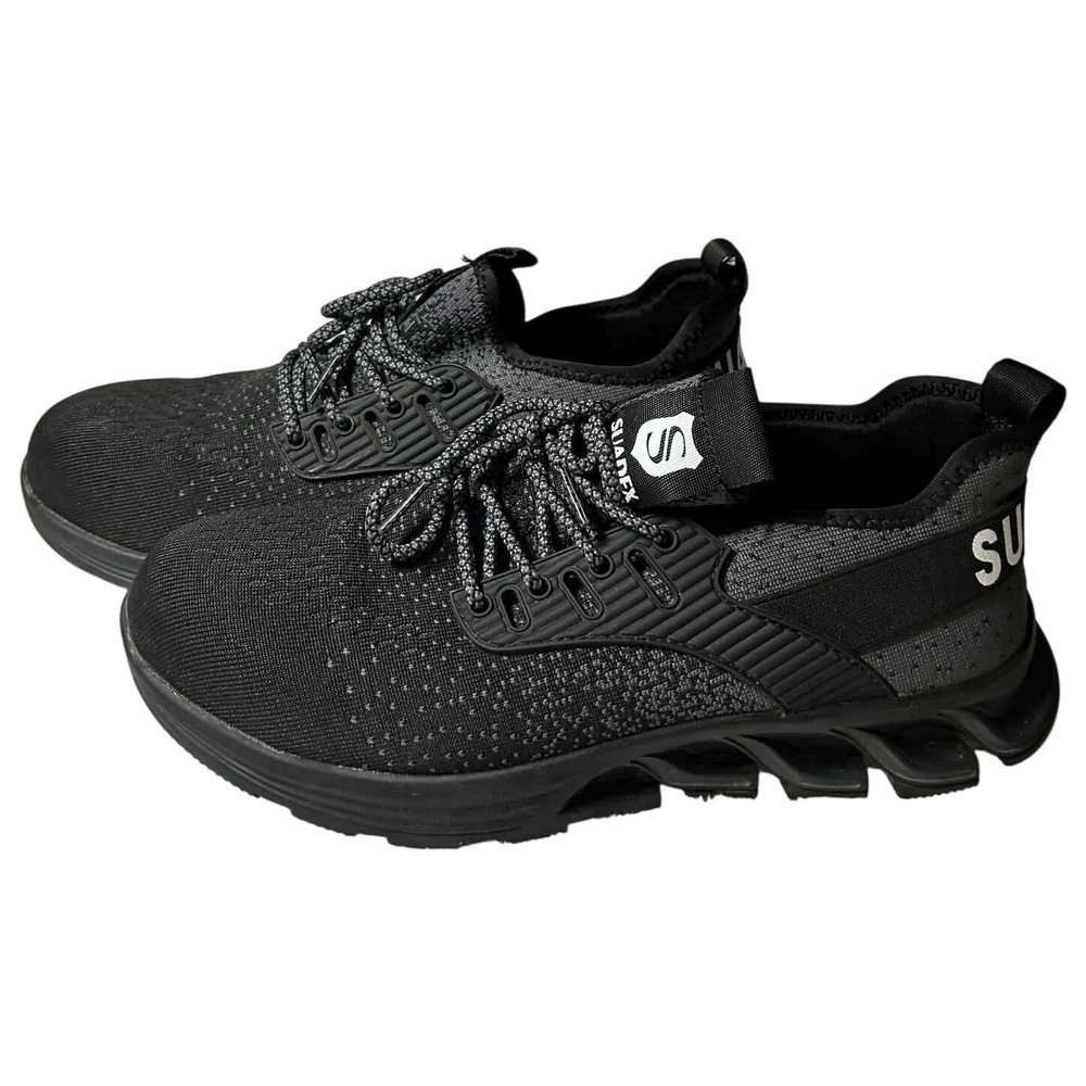 SUADEX Steel‎ Toe Work Safety Shoes Lightweight Breathable Sneakers Black